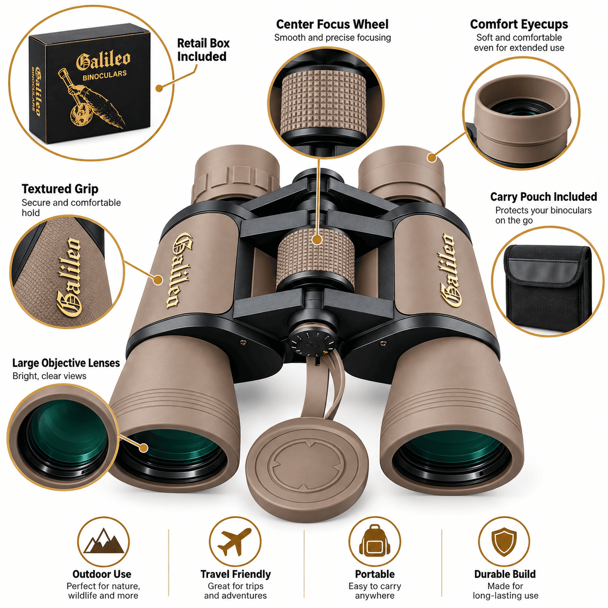 Galileo 20x50 Waterproof Binocular - Image 3